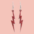 Red Glitter Lightning Bolt Earrings